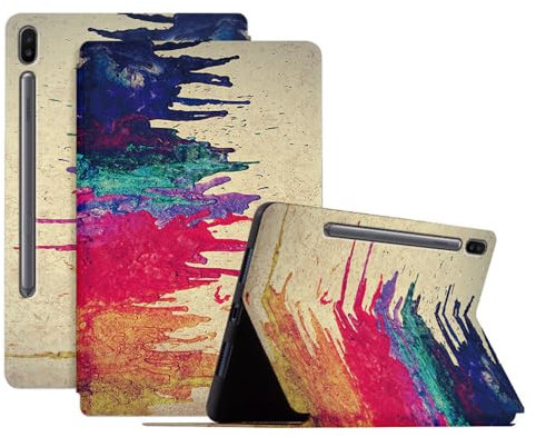 Custodia ultra sottile per Samsung Galaxy Tab S6 10,5 SM-T860 T865, custodia per tablet multi-angolo con supporto in TPU + custodia in pelle PU [serie pittura a olio] - 06