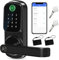 IRONZON Keyless Entry Door Lock with Handle - Smart Door Lock for Front Door 5-in-1 Keypad Door Lock with Handle with Fingerprint, Password, Key, APP Unlocking