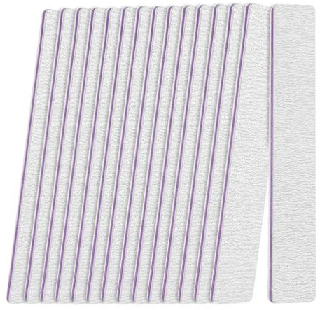 Lima de uñas (12 unidades), limas de grano 180/240, limas de uñas naturales y acrílicas, limas de doble cara para unas acrílicas, lima profesional de uñas reutilizable, color gris