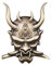 Ieron Japanischer Samurai-Autoaufkleber aus Metall, 3D-Totenkopf-Emblem, Cooles Geisterfang-Krieger-Abzeichen für Auto, LKW, Motorrad (Bronze)