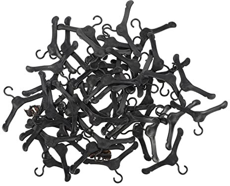 DRESSOOS 50stücke Kunststoff Puppenkleiderbügel Puppenkleidung Kleiderbügel Miniatur Puppenkleiderhalter Puppenkleiderständer Puppenkleiderbügelständer