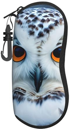 WURTON Brillenetui mit Schnee-Eulen-Augen, weich, leicht, für Herren und Damen, Schwarz, Einheitsgröße