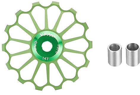 YLME Führungsrolle Für Fahrrad Schaltwerk, Ultraleichtes Aluminiumlegierung-Keramik-Stützrad, 11T-17T, Für MTB Und Rennräder,Grün,13 T