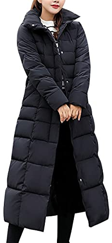 Onsoyours Manteau Femmes Hiver Doudoune Chaud Parka Longue Blouson Chic élégant avec Capuche épais Trenche Grande Taille Duvet en Coton B Noir M