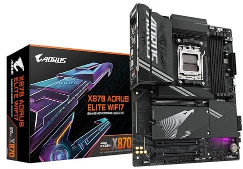 GIGABYTE X870 AORUS ELITE WIFI7 Motherboard - Supports AMD Ryzen 9000 CPUs, 16+2+2 phases VRM, up to 8000MHz DDR5 (OC), 3xPCIe 5.0, Wi-Fi 7, 2.5GbE LAN, USB 4