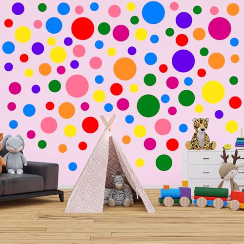 Bunte Polka Dot Wandaufkleber für Kinderzimmer Dekor, Boho Runde Kreis Polka Dot Wandaufkleber für Kinder Schlafzimmer Wohnzimmer, Klassenzimmer, Spielzimmer Dekor(24 Stück)