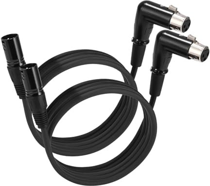 PERMUST 2 Pack XLR Kabel,Rechter Winkel Mikrofon Kabel,2 M XLR-Stecker auf XLR-Buchse, XLR-Verbindungs-Kabel, Mikrofon XLR Symmetrisch Audio Verlängerungskabel,3-poligen Adapter XLR Stecker