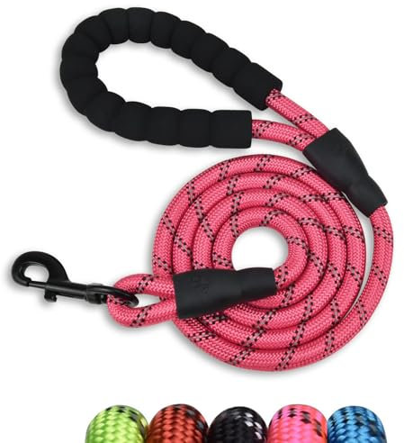 Slip Rope Dog Lead with Comfortable Padded Handle,1.5/2 m Reflective Dog Lead and Multi-Colour for Dogs, 1.2 cm (Pink, 150 * 1.2cm)