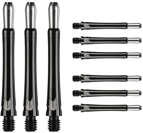 Target Darts Grip Style Aluminium Shaft - Pack of 9 | Schwarz, Mittelstufe (40.8mm) | Professional Darts Zubehör, 2BA Shaft Multipack mit Ringen, Dart Shaft Multipack, Dartstiele