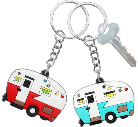 2 Stück Schlüsselanhänger Wohnmobil Wohnwagen Zubehör Retro Wohnmobil Schlüsselanhänger Souvenirs für Reiseanhänger Camping Reisen Dekoration
