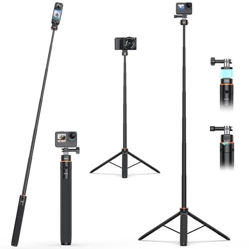 VRIG 160cm Stativ für Action-Kamera, AC-04S Kamera Stativ mit Magnetischer Schnellspannkopf, Selfie Stick Stativs Camera Tripod mit Go pro 13/12/ 11/10/ 9, DJI Action 5 Pro/ 3/2 und Insta 360