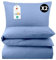 Carpe Sonno Seersucker Bettwäsche 155x220 Baumwolle 4teilig | Blaue Bettwäsche 4teilig Sommer Bettbezug 155x220 cm | Sommerbettwäsche Bügelfreie Bettwäsche-Sets | 4 teilige Bettwäsche 155x220 4teilig