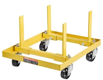 VEVOR Support Moteur d’Atelier Capacité 340 kg, Chariot de Manutention pour Moteur en Acier, Largeur et Longueur Réglables, avec 4 roulettes et 2 Sangles à Cliquet, Adapté à la Plupart des Moteurs