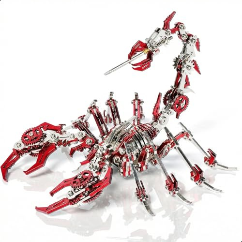 Kolotesame Maquette 3D Métal Scorpion à Assembler - Casse-tête Challengeant avec Outils - Décor Bureau Unique pour Adultes - Idée Cadeau Créative pour Passionnés de Modélisme (Rouge)