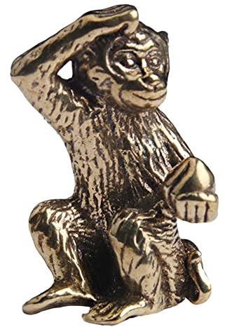 Qusedwey Bronze Mini Monkey Statue Monkey Statue Landscape Accessories, Tea Table, Desk Antique Small Bronze Ware