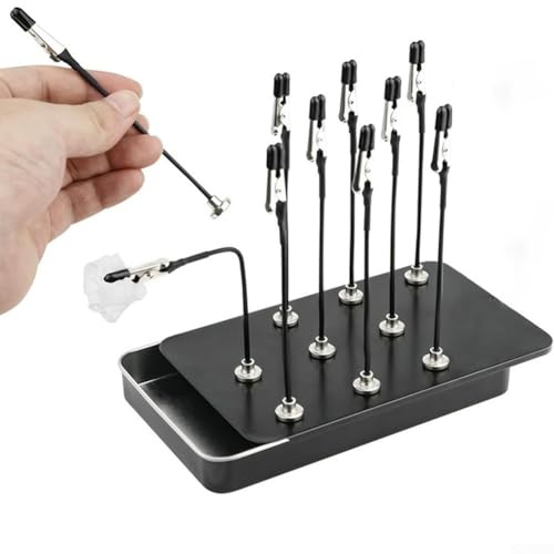 Lot de pinces magnétiques avec boîte de rangement en métal pour peinture de maquette, avec tige de réglage flexible et clips en caoutchouc pour un maintien sûr