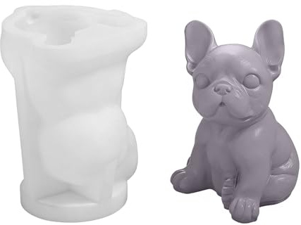 Silikonform Hund 3D, Epoxidharz Form Tiere, Welpen Silikonform Kerzenformen Seifenformen, Squishies Selber Machen, DIY Gießformen für Harz Beton Gips Wachs Seife (Bulldogge)
