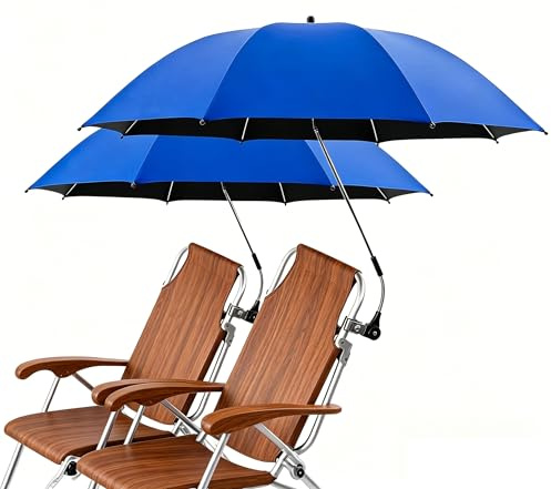 LIROPAU Lot de 2 parasols de chaise avec pince réglable, UPF 50+, parasol de chaise avec pince universelle, parapluie réglable à 360 ° pour chaise, parasol de jardin, chaise de camping