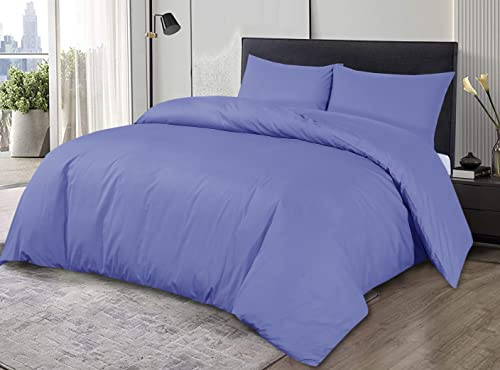 Sapphire Collection 100% Egyptian Cotton 200 Thread Count Duvet Cover With Pillow Case Bedding Set (Blue, Super King)