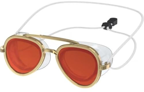 SMYDM Retro Aviator Schwimmbrille Erwachsene Metallrahmen Vintage Doppelsteg Runde Linse PC Anti-Beschlag Design zum Aufhängen um den Hals für Männer u