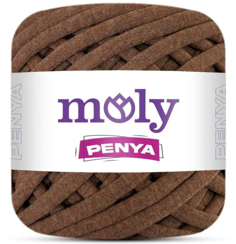 Moly Penya - Filato tessile, 250 g, 100% cotone pettinato, lunghezza totale 90 m, filato per uncinetto per borse, cesti, tappeti e accessori per la casa (1013 marrone moka)