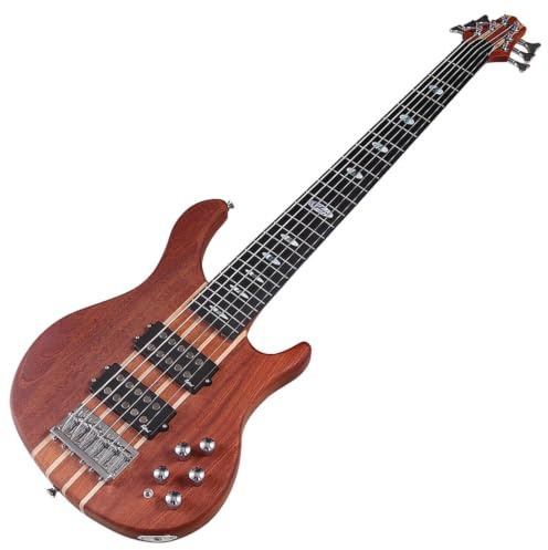 KiBcsLic Bajo Eléctrico Seis Cuerdas Guitarra Bajo Instrumento Musical Bajo Profesional Puente y Dos Pastillas para Tono Equilibrado Mástil y Cuerpo en una