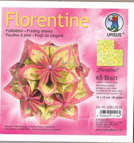 Ursus (Ludwig Bähr) - Florentine: Faltblätter, 15x15cm, 80g, 65 Blatt, 'Paradiso', pink-gelb