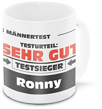Namens-Tasse Ronny mit Motiv Stiftung Männertest, weiss | Freundschafts-Tasse - Namens-Tasse