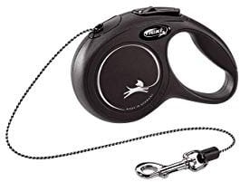 Flexi, Laisse Modèle New Classic, Version Cordon, Forme Moderne et Ergonomique, Système de Guidage perfectionné, Laisse à Enrouleur, Made in Germany, Noir, XS - 3m