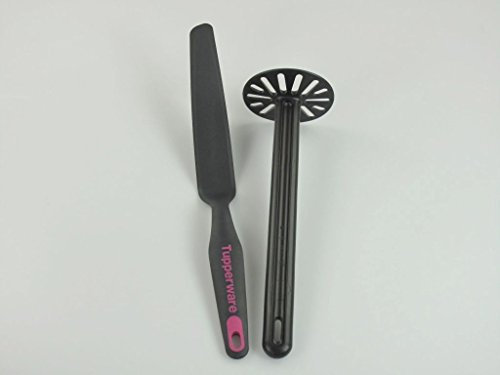 TUPPERWARE Presse-purée E70 noir+Spatule à crêpes E39 noir violet