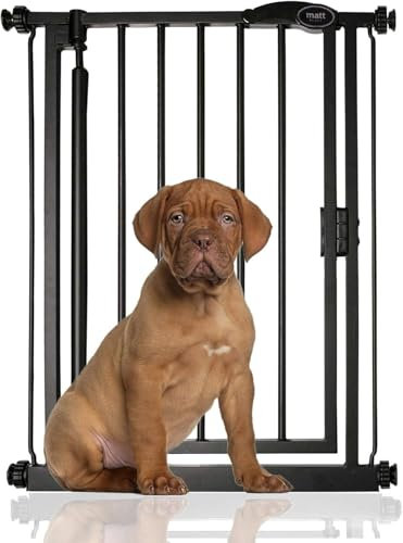 Bettacare Auto Close Pet Gate, 61cm - 66.5cm, Matt Black, Extra Narrow, Narrow Pressure Fit Stair Gate for Dog & Puppy, Safety Barrier for Narrow Doors Hallways and Spaces, Easy Installation