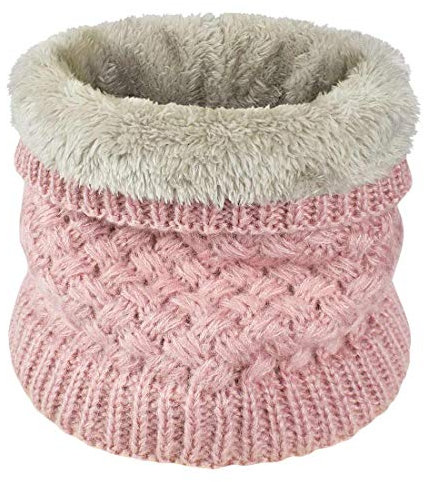 Yuson Girl Women knitted Snood Scarf Loop Infinity fur Neckerchief Lady Neck Warmer Wrap Scarves (Pink)(Size: One Size)