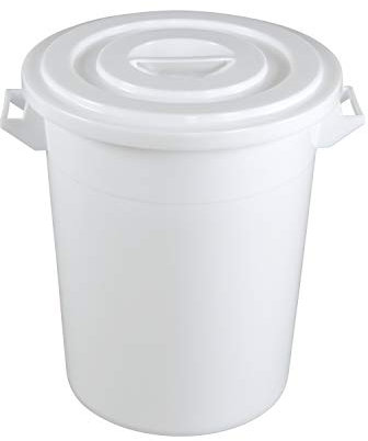 TOLEGANO 100l lebensmittelechter Eimer mit Deckel Weiss Wassertonne Universaltonne Regentonne Futtertonne Tonne Futtereimer mit Deckel Kunststoffeimer Kunststofffass Fass Pferd Hobbock Storage Bucket