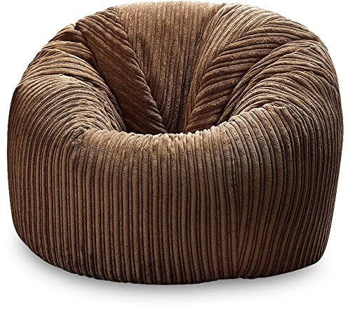 Beautiful Beanbags - Jumbo Cord Beanbag Chair, Plush Jumbo Cord Lounger, Great as Recliner (Caramel)