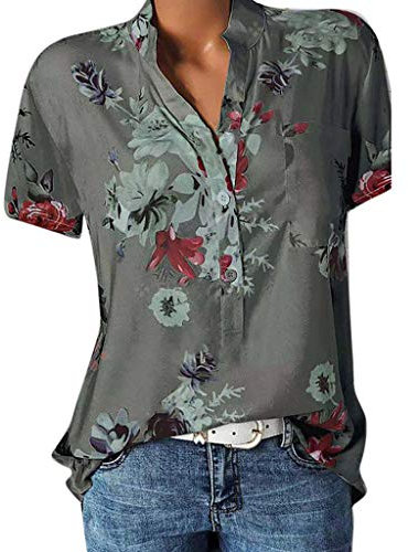 Wtouhe Chemise à Carreaux Femme,Chemise Décontractée pour Femme Chemise à Carreaux en Coton à Manches Longues Haut Chemisier pour Femme 2021 Nouveau Col en V Rouleau Manchon de Bouton Chemisier