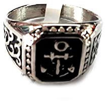 artigianale Handgefertigter Ring aus Stahl Art 11S Anker Gold Wählen Sie Maße in der Person, für Damen und Herren, italienische Größe, aus Omaggio Un Amulett CoRNI MOA
