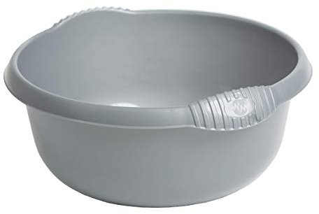 Plastic Colorful Washing Up Bowl Round Shape 28,32,36 cm Plastic Bowls Kitchen Basin Sink (Silver/Grey, 32 CM)