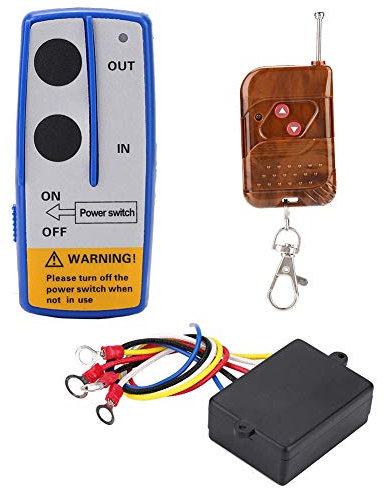 Qiilu Telecommande Treuil 12v Sans Fil, Kit de contrôleur de télécommande de treuil sans fil universel 12V 50ft pour camion de voiture