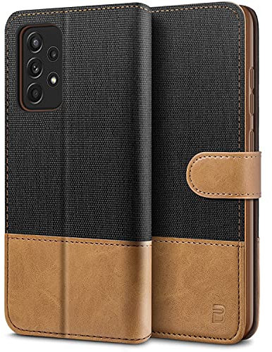BEZ Handyhülle für Samsung A52s 5G Hülle, Hülle für Samsung A52s, Tasche Kompatibel für Samsung Galaxy A52 / A52s, Handyhülle aus Klappbar mit Kreditkartenhaltern, Ständer, Magnetverschluss, Schwarz