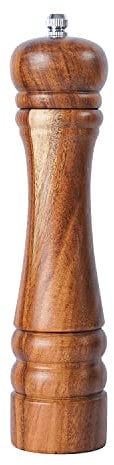 DeroTeno Pfeffermühle aus Akazienholz mit Keramikmahlwerk, H 21 cm