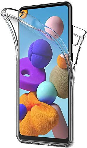 PHONILLICO Coque pour Samsung Galaxy A21S - Protection Gel TPU Silicone Intégrale Transparent 2 Parties Avant Arrière Emboitable