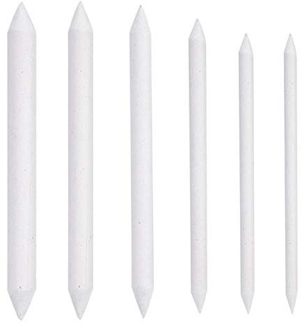 6 Stück Papierwischer Blendende Stümpfe und Tortillions Set Blending Stumps Schleifpapier Bleistife Skizze Doppelköpfe Papier Stift in verschiedenen Größen zum Abwischen Korrigieren Skizze Zeichnung