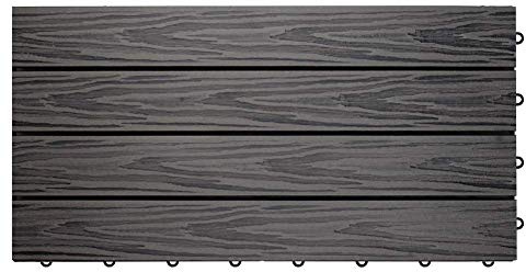euroharry 55 Stück WPC Fliesen Balkonfliesen Terrasse 30x60cm Kunststoff Holzfliesen DIY Balkon Garten Klickfliesen