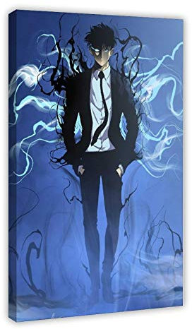 Leinwandposter Anime Solo Leveling 1, für Schlafzimmer, Dekoration, Sport, Landschaft, Büro, Raumdekoration, Geschenk, 30 x 45 cm, Rahmen