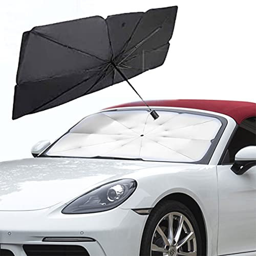 BANNESE Parasol Coche Delantero,Anti UV Rayos Coches Sombrilla Plegable Parasol Coche Delantero Protector,Apto La Mayoría De Coches, Verano Regalo,57 * 31inch
