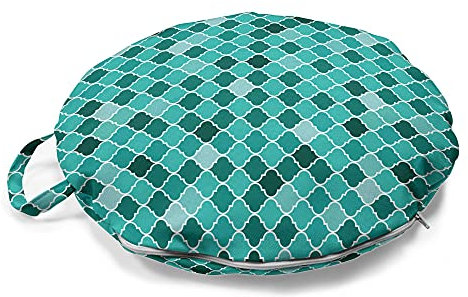 ABAKUHAUS Abstrakt Rundes Bodenkissen mit Griff, Königs Oriental Muster-Kunst, Dekoratives Kissen für Wohnzimmer und Schlafsäle, 45 cm, Teal Türkis Seafoam