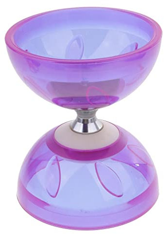 Sharplace Jeux de -Triple Roulement Diabolo avec des Baguettes en Caoutchouc Jouet Cadeau Enfant, Violet, 10,5 cm