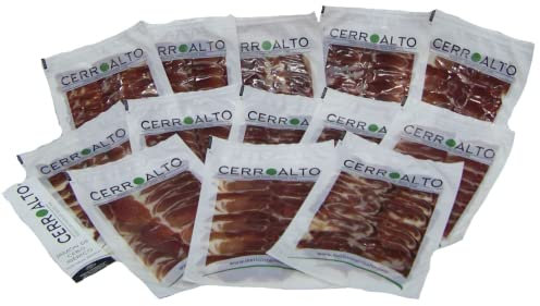 CERROALTO | Teller mit Cebo Feldschinken 50% iberische Rasse (von Hand plattiert) 100 gr (10 Umschläge)