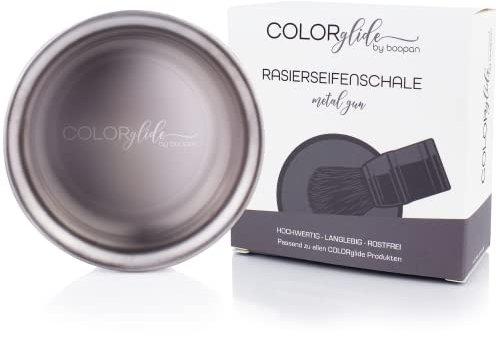 COLORglide Rasierschale aus Edelstahl für einfaches Aufschäumen deiner Rasierseife | Rasierseifenschale für alle Rasierseifen geeignet | Rasiertiegel - Shaving Bowl by boopan (Metalgun)