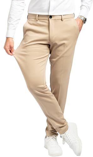 Performance Pants Herren Sand (Größe 33W/32L) - Stilvolle Herren Hosen Stretch - Chino Hose Stretch - Stilvolle Anzughose - Modische Praktische Männer Hosen für Business & Freizeit